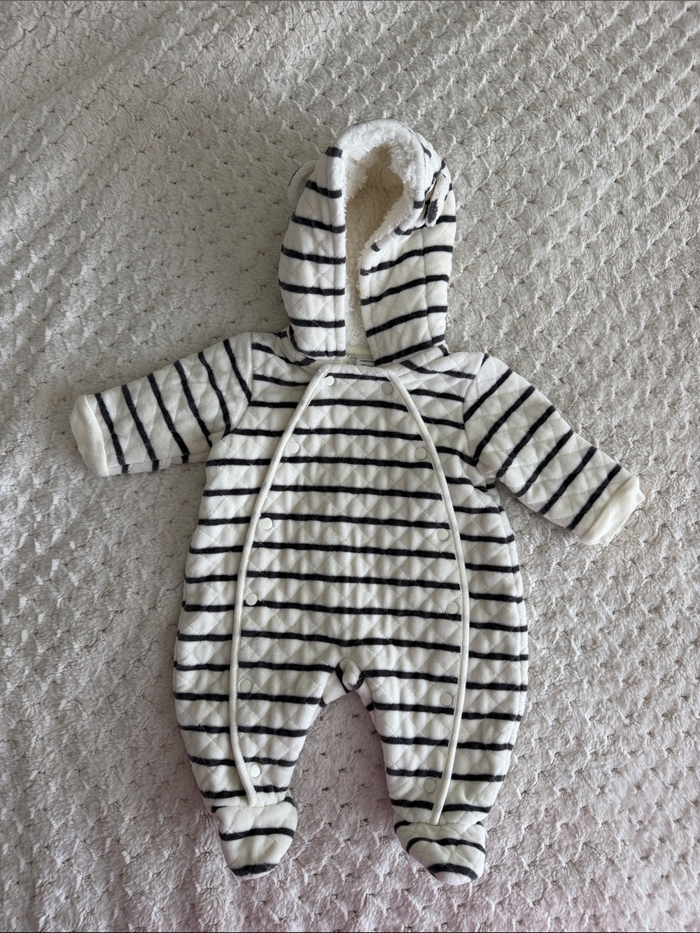 Nordstrom Black and White Striped Quilted Baby Bunting